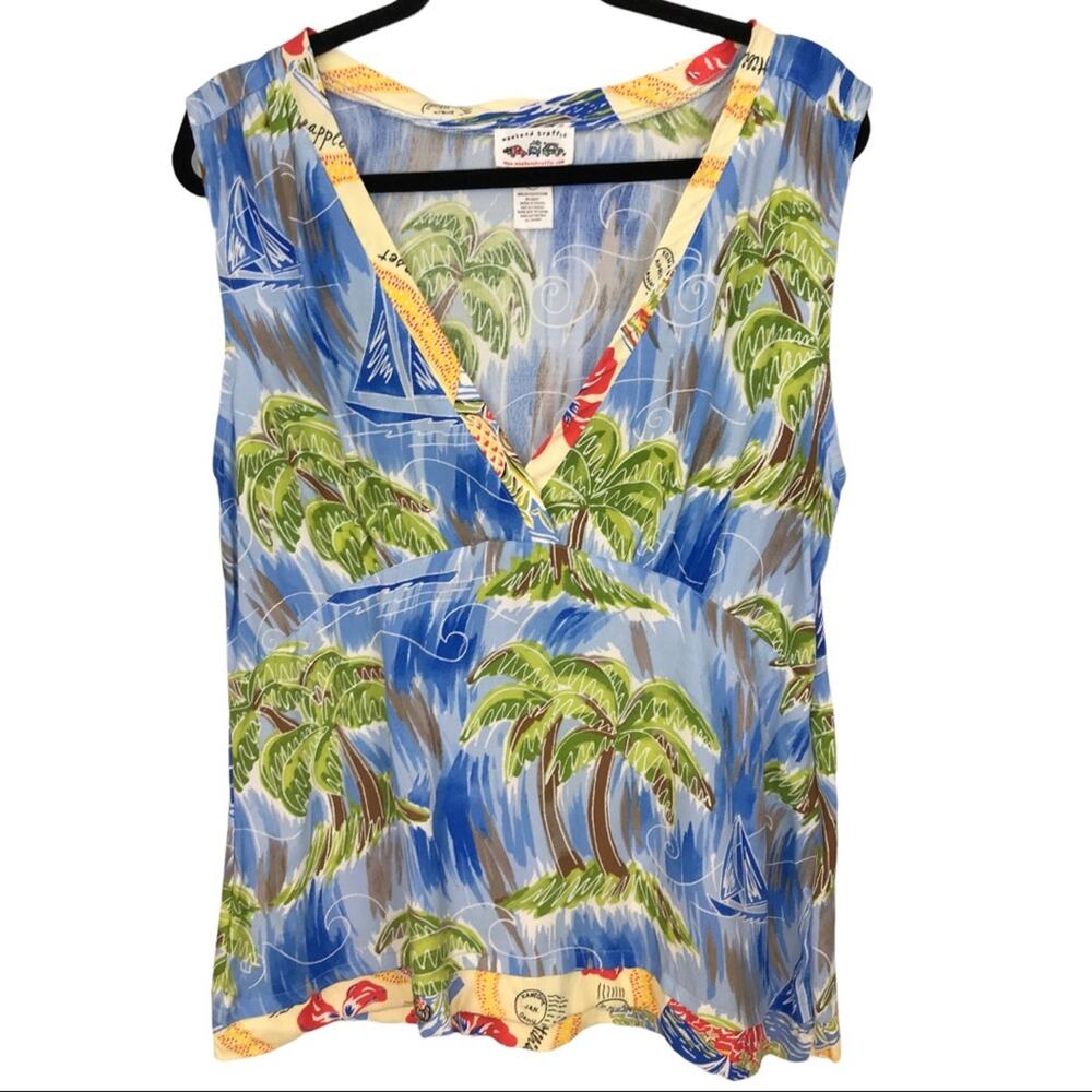 Vintage weekend traffic tropical Hawaii island aloha top